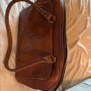 Patricia Nash Brown Leather Shoulder Bag with Vintage Charm